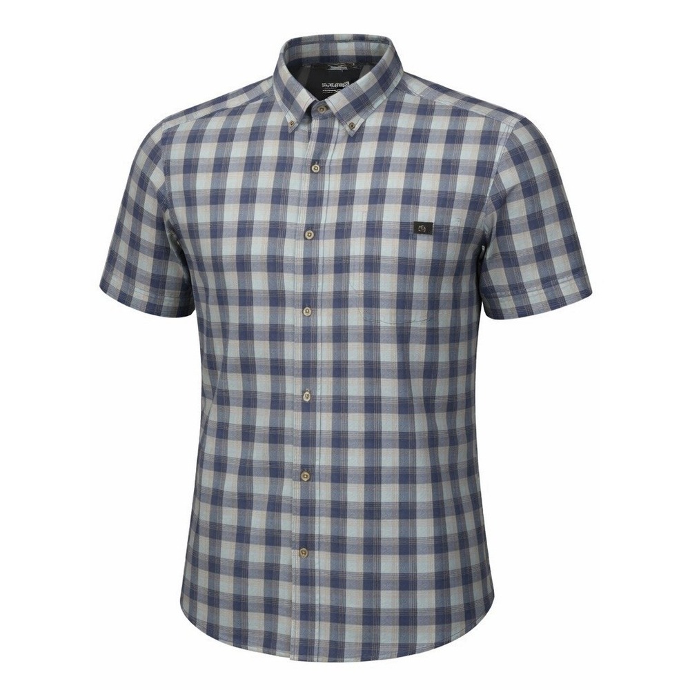 Solaris-Men's, Plaid, Mint Green/Blue, Short Sleeve, Button Up, Shirt. Size-M
